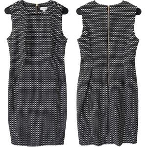 CALVIN KLEIN Career Dress Sheath Sleeveless Geometric Print Size 10 Black White